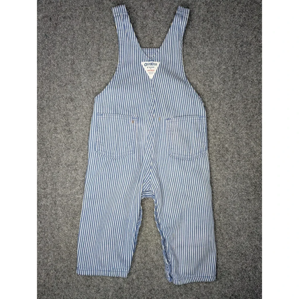 Vintage OshKosh B'Gosh‎ Vestbak Overalls 18 Months Baby Railroad Stripe USA Made